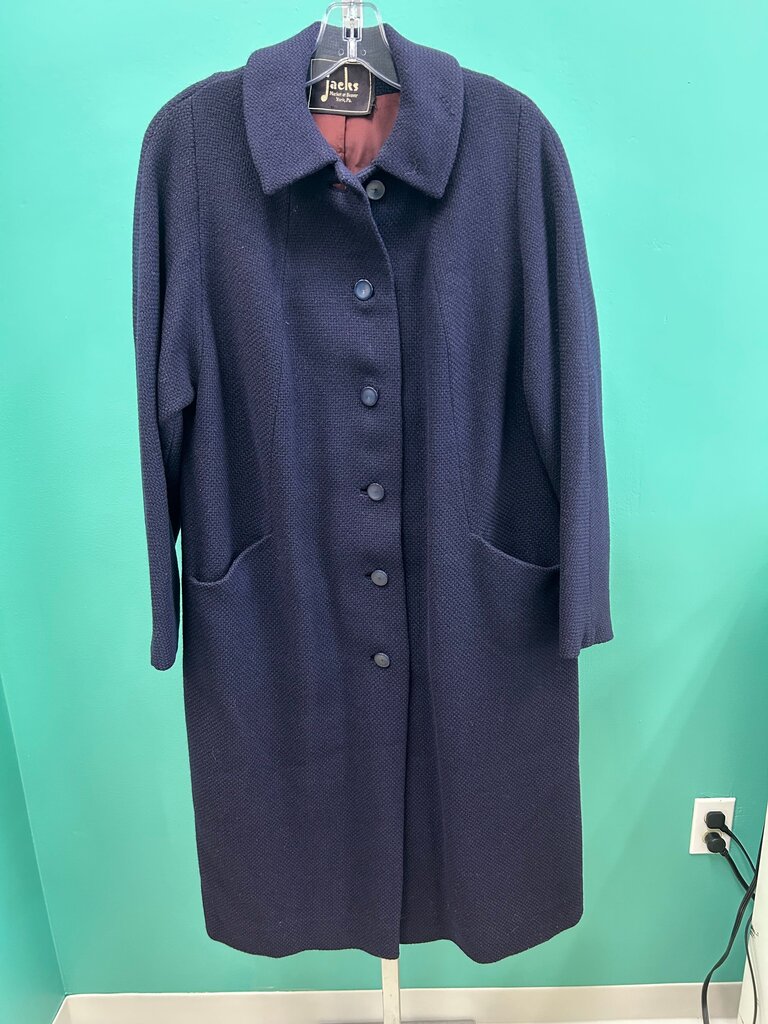 Vintage Jacks Women's Navy Blue Wool Coat