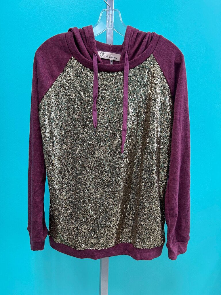 Purple Sequin Hooded Sweatshirt