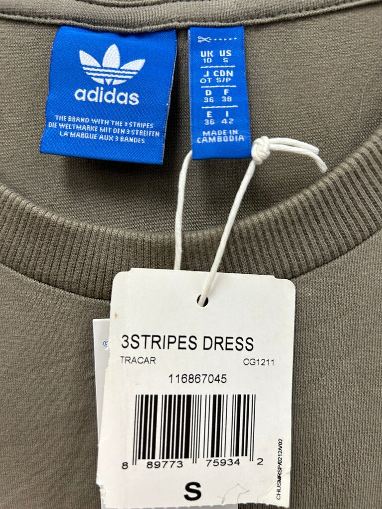 Adidas Originals Olive Green 3-Stripes T-Shirt Dress – S