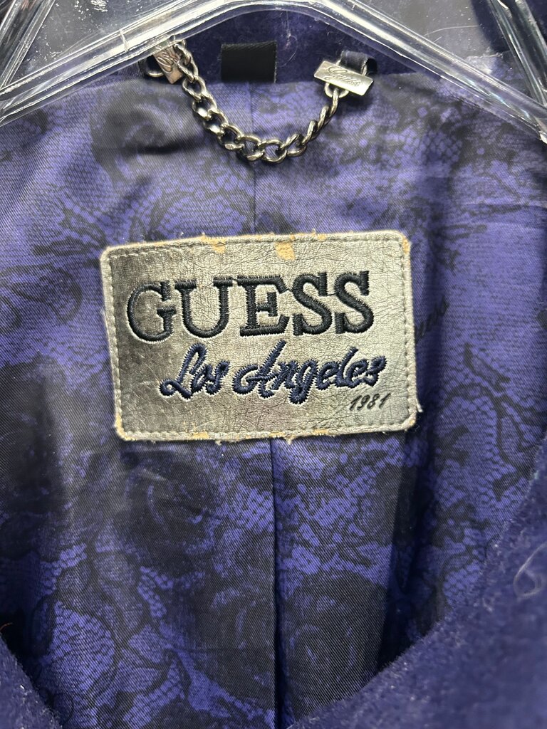 GUESS Los Angeles Purple Wool Double-Breasted Military Coat