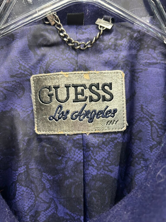 GUESS Los Angeles Purple Wool Double-Breasted Military Coat
