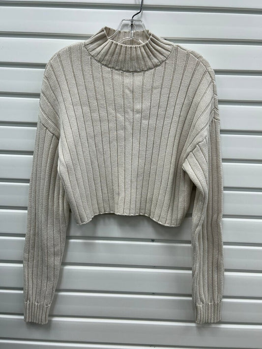 L.A. Hearts Oatmeal Cropped Ribbed Mock Neck Sweater – Size M