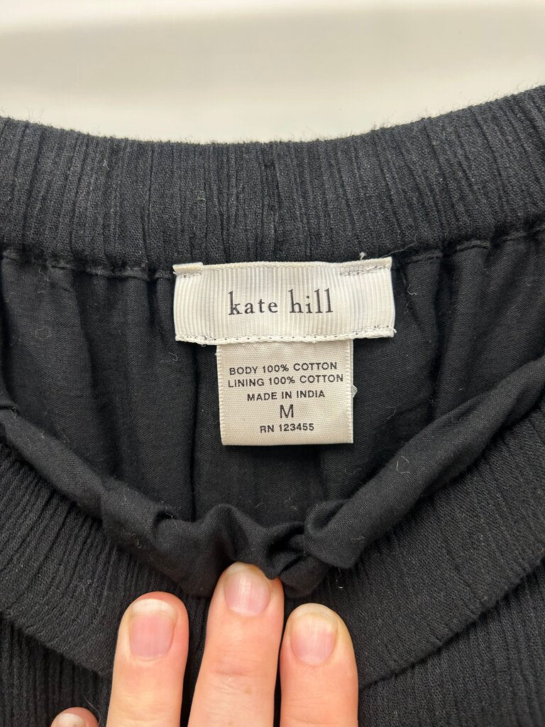 Kate Hill Black Cotton Tiered Broomstick Maxi Skirt – Size M