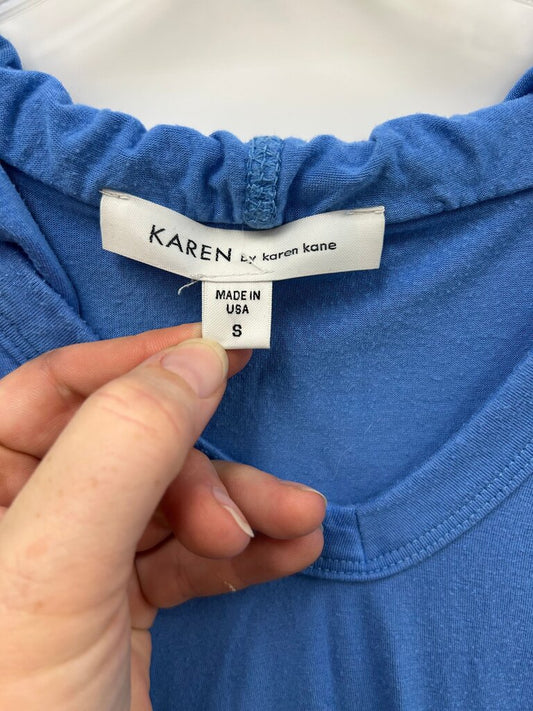 Karen Kane Blue Hooded Long Sleeve High-Low Top