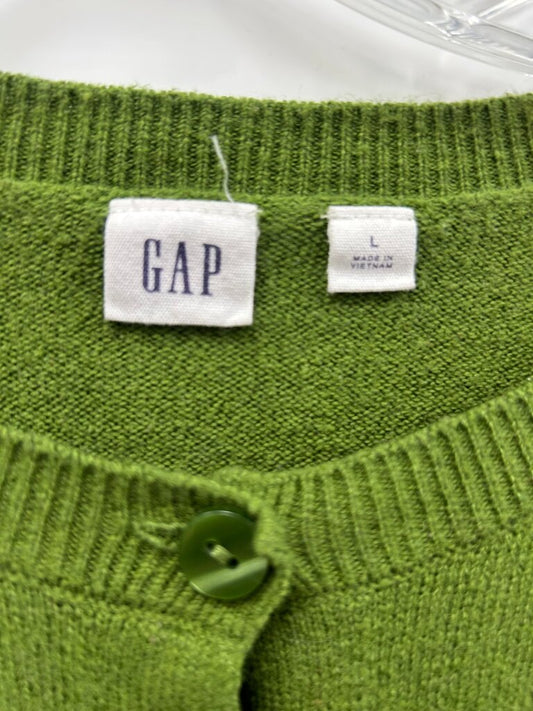Gap Moss Green Cropped Button-Front Cardigan, Size L