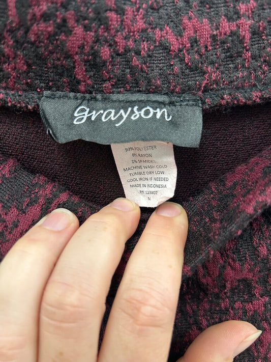 Grayson Burgundy Black Jacquard Mini Skirt, Size M