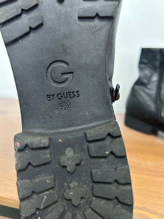 G by Guess Black Quilted Lace-Up Combat Boots, Size 9.5