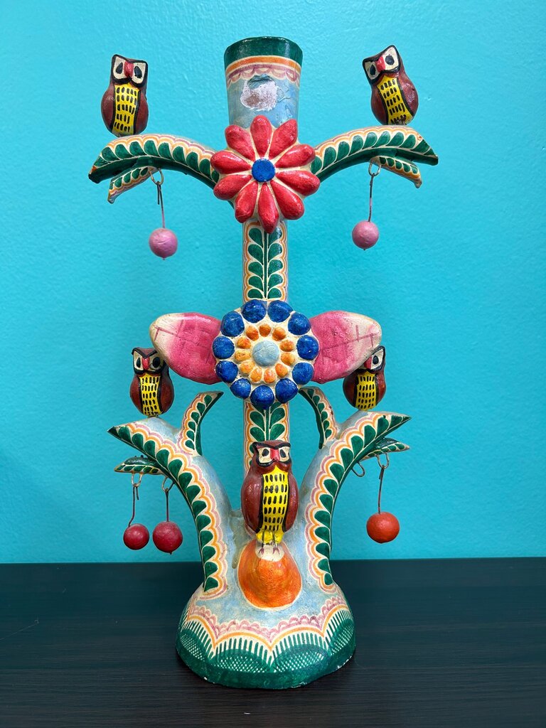 Colorful Handcrafted Decorative Owl Candle Holder