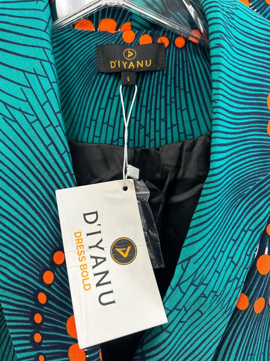 Diyanu Turquoise and Orange Patterned Suit Set