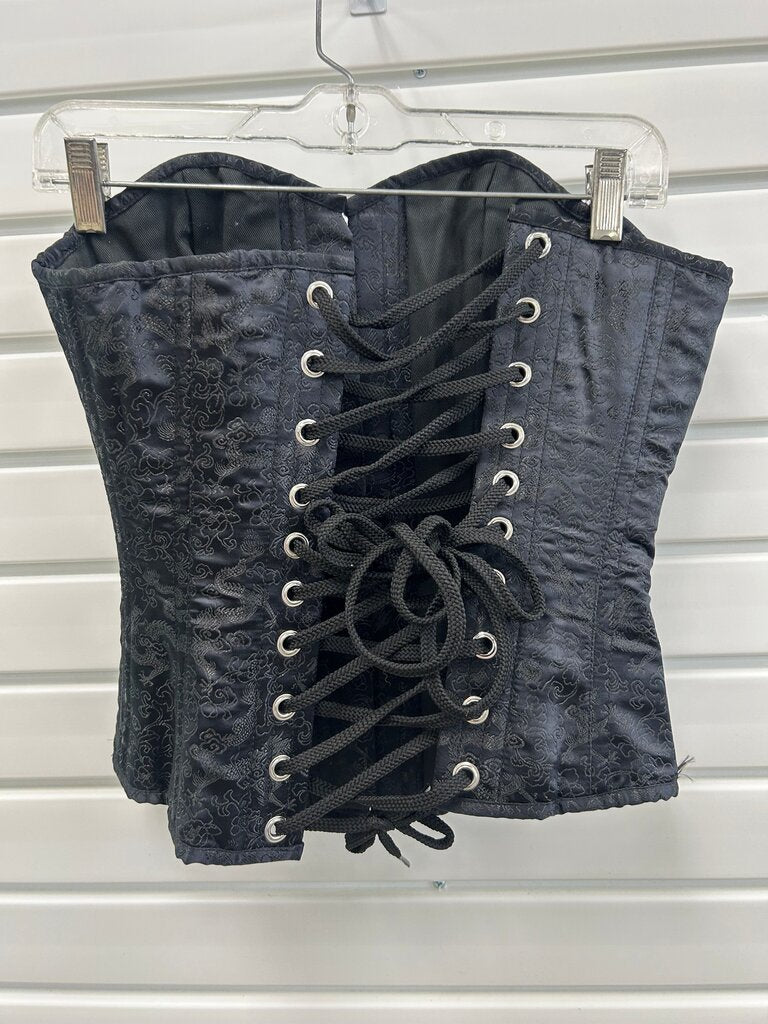 Black Satin Corset with Lace-up Back