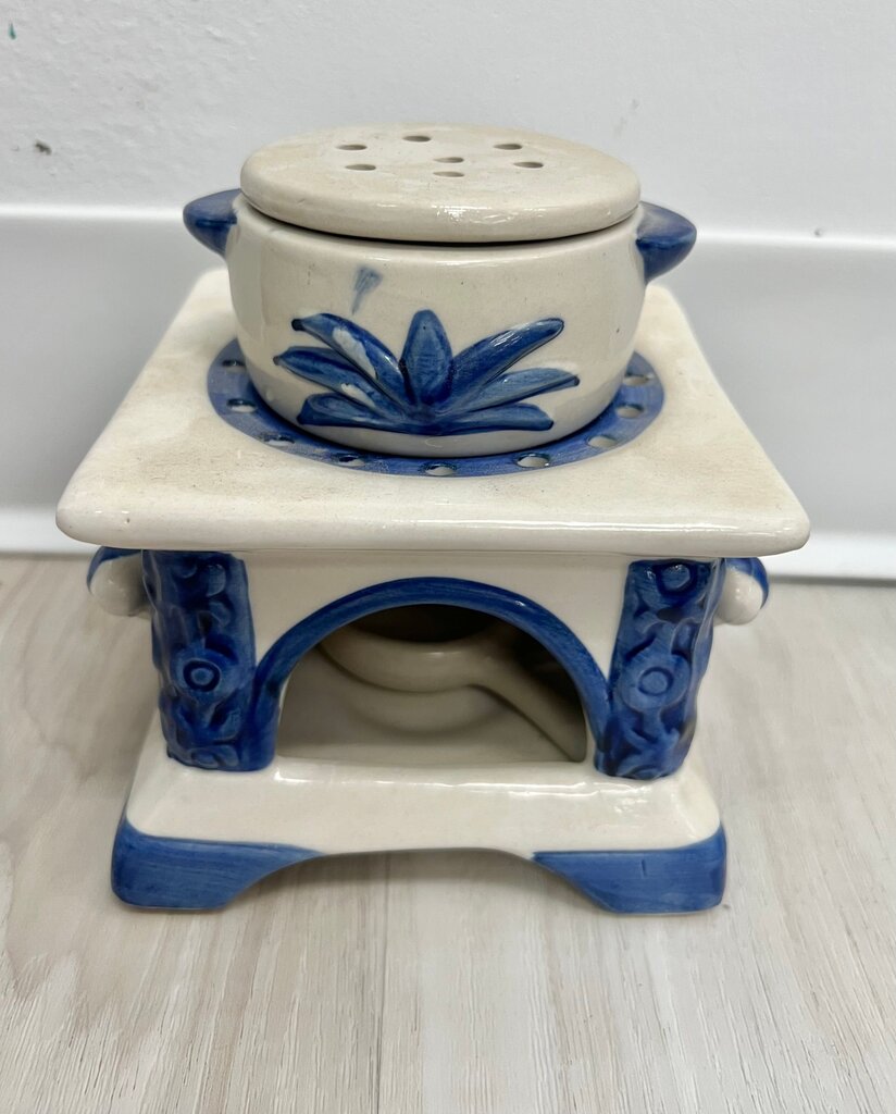 Blue and White Ceramic Oil Warmer
