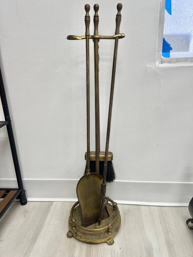 Vintage Brass Fireplace Tool Set