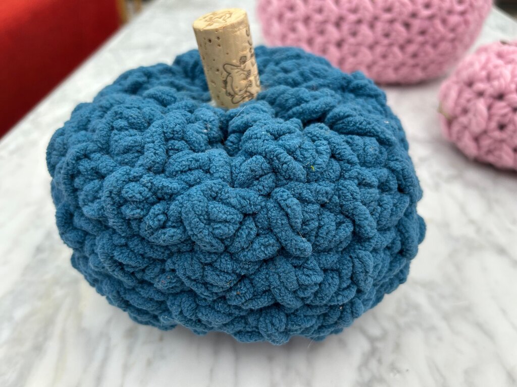 Crocheted Blue Pumpkin Decoration
