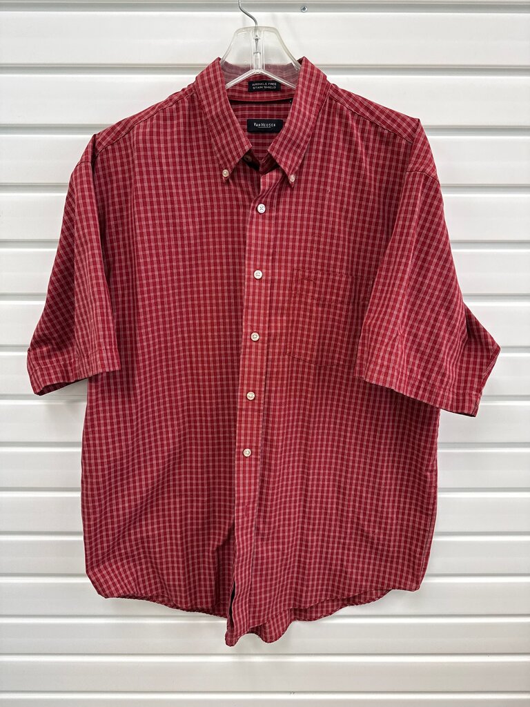 Men's Van Heusen Red Checkered Short Sleeve Shirt