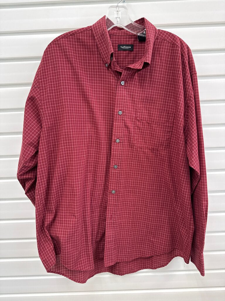 Van Heusen Red Checkered Button-Up Shirt