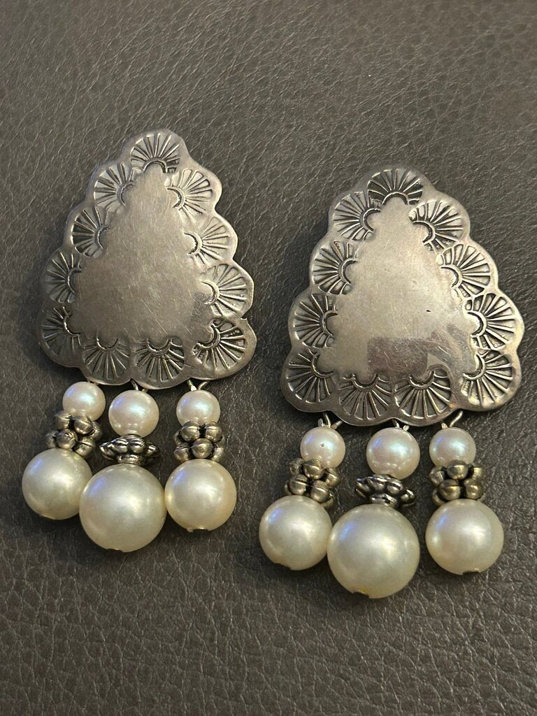 Vintage Sterling Silver Earrings w/ Pear Dangles