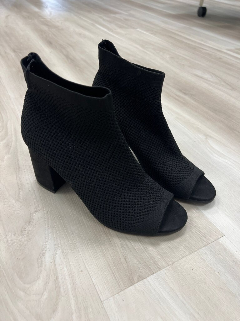 Black Open-Toe Heeled Booties