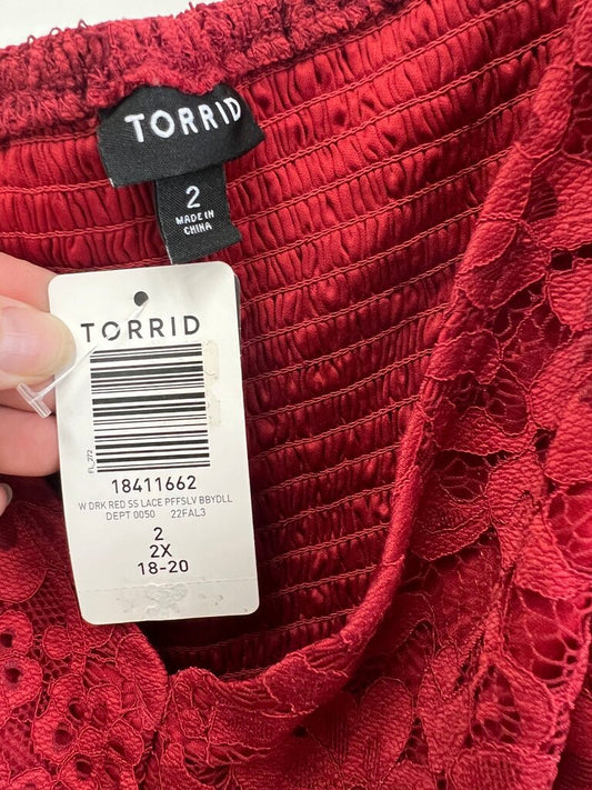 Torrid Dark Red Lace Top NWT 2X