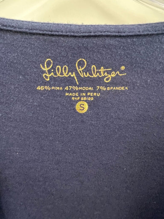 Lilly Pulitzer Women's Navy Top with Decorative Neckline