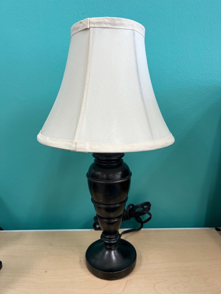 Black Table Lamp with White Shade