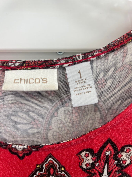 Chico's Women's Red Pattern Long Sleeve Top