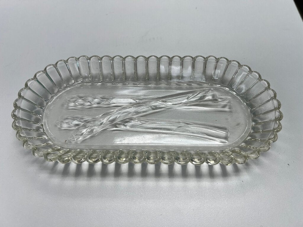 Vintage Pressed Glass Oval Relish/Asparagus Dish