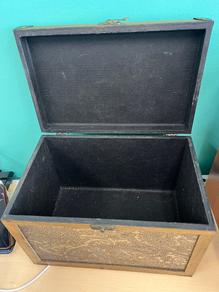 Decorative Wooden Storage Box w/ embossed tin