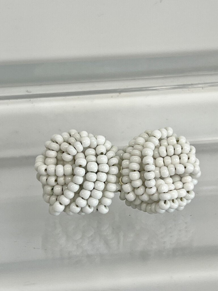White Beaded Statement Earrings
