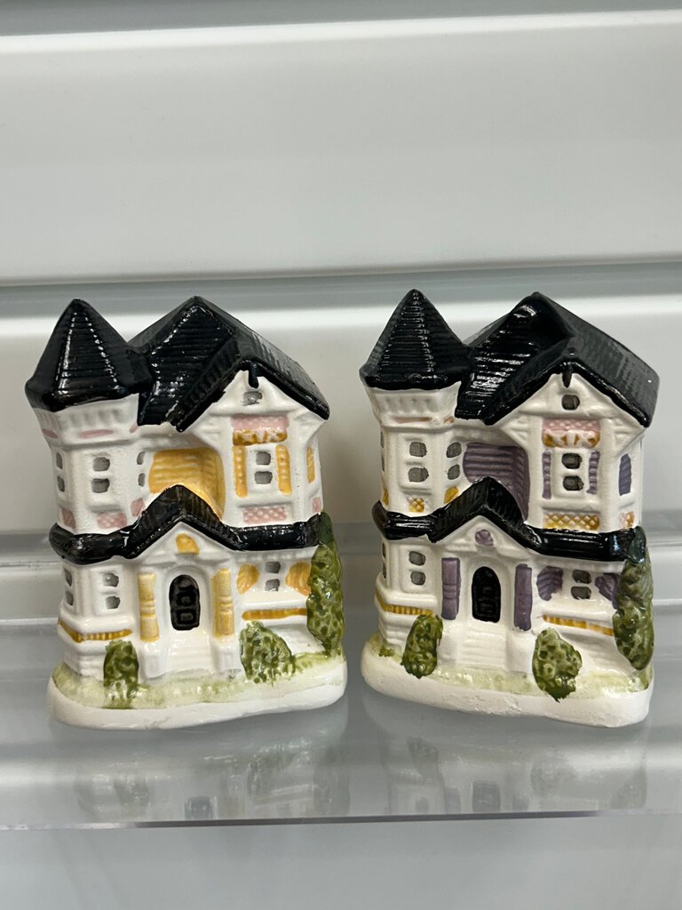 Vintage Ceramic Victorian House Salt & Pepper Shakers