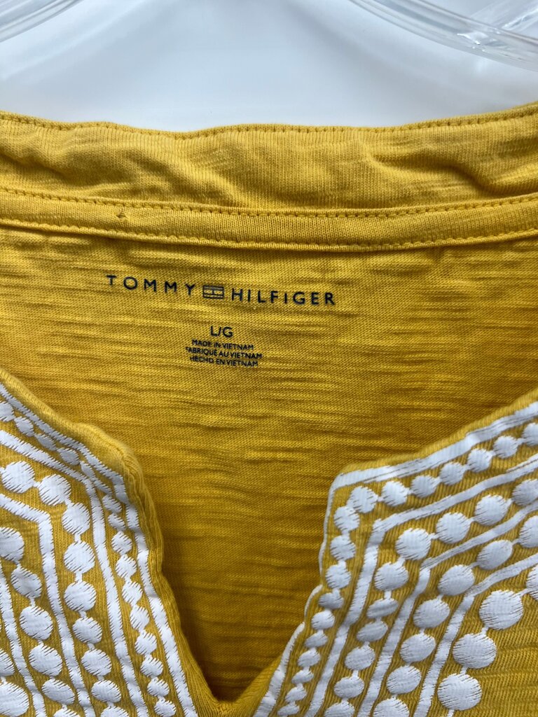 Tommy Hilfiger Yellow Embroidered Short Sleeve Top