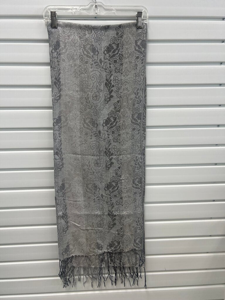 Elegant Gray Floral Scarf