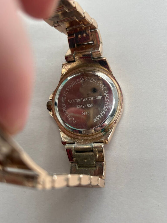 Accutime Women's Pink Glitter Dial Watch