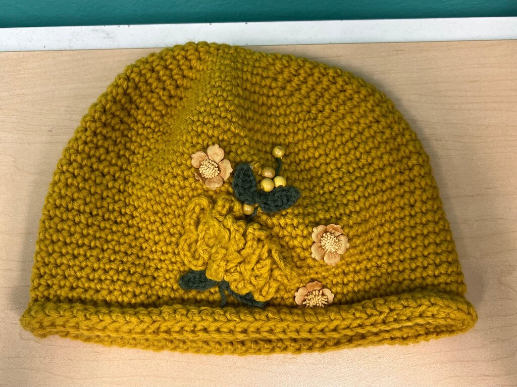 Knitted Yellow Flower Beanie