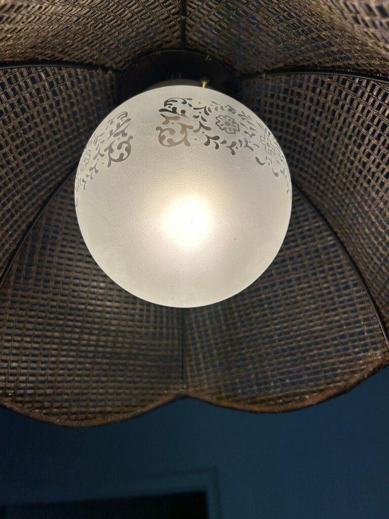 Vintage Wicker Rattan Dome Pendant Light