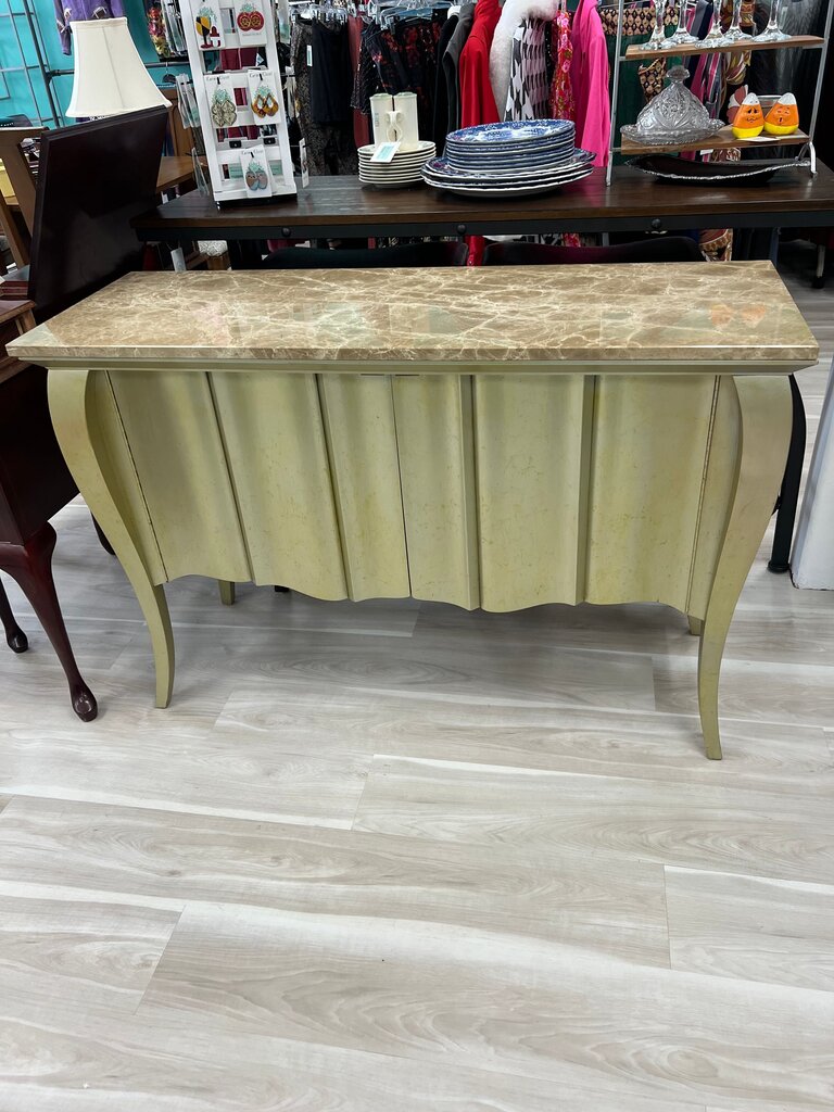 Marble Top Bombe Console Cabinet