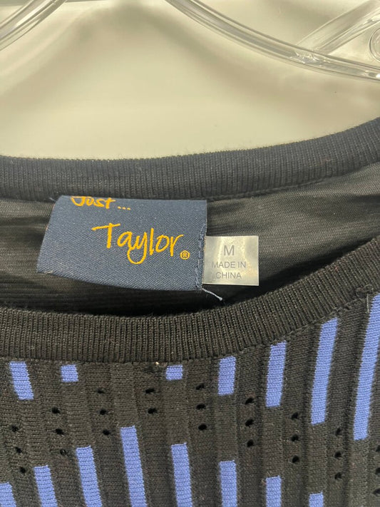 Just Taylor Black and Blue Striped Dress NWT