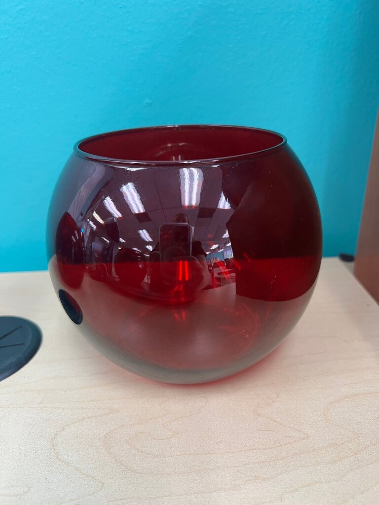 Ruby Red Glass Bubble Bowl Vase