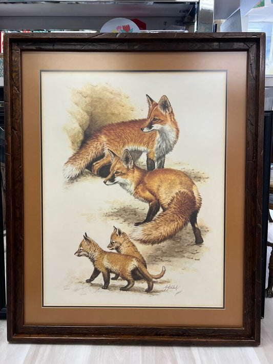 Framed Fox Artwork by Guy Coheleach