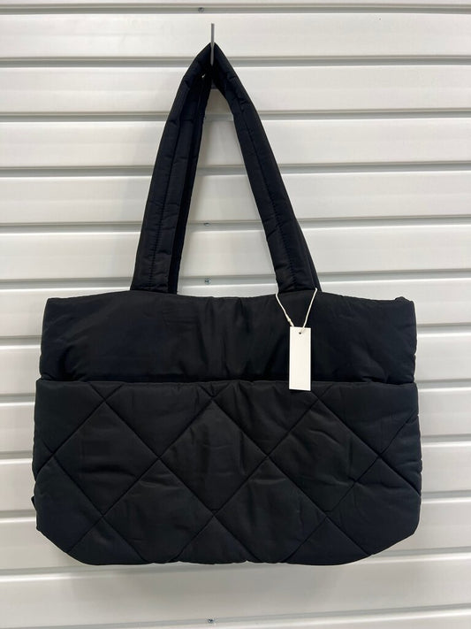 Black Quilted Puffer Tote Bag NWT