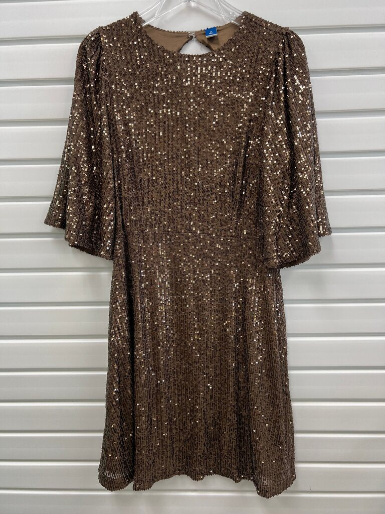 Old Navy Bronze Sequin Flutter Sleeve Party Dress M Tall