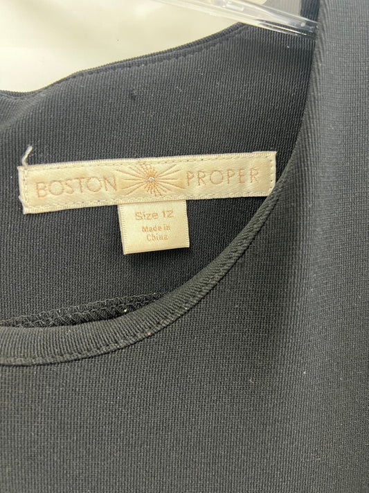 Boston Proper Black Sheath Dress w/ Gold Back Zip