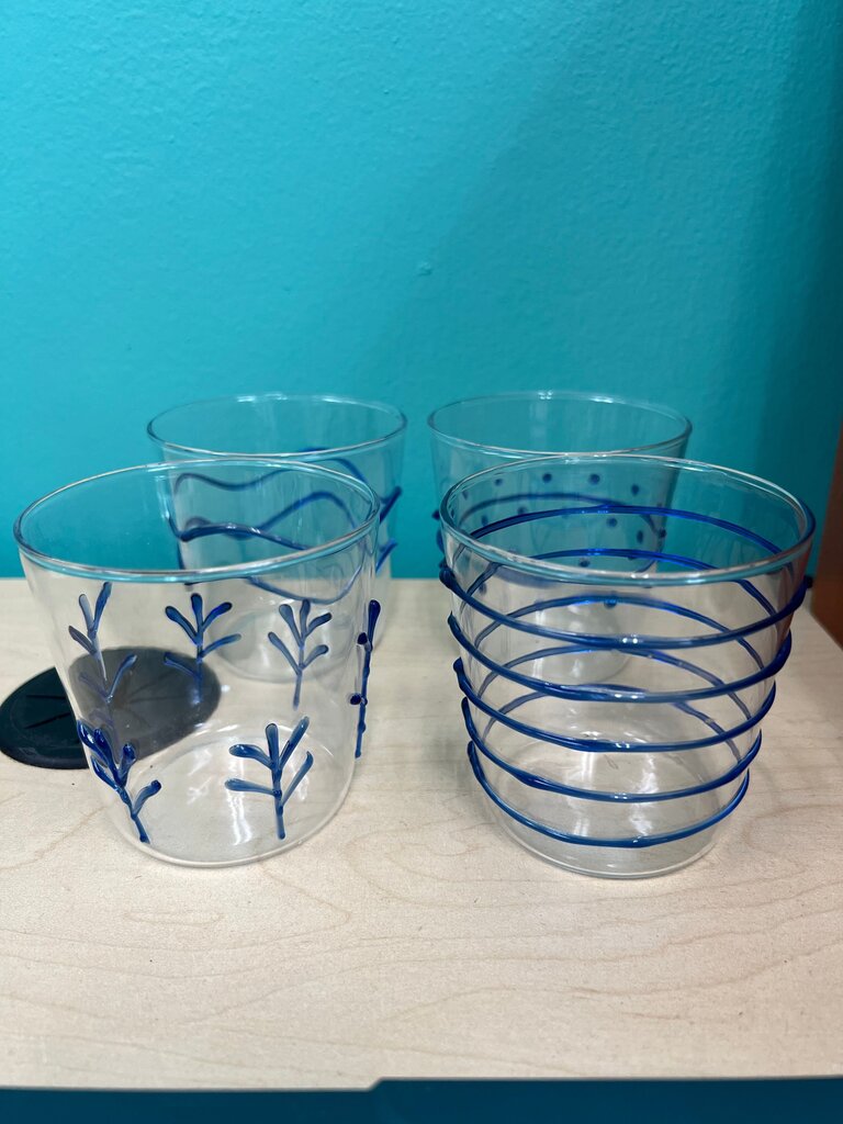 Mariposa Hand Blown Cobalt Trail Tumblers, Set of 4