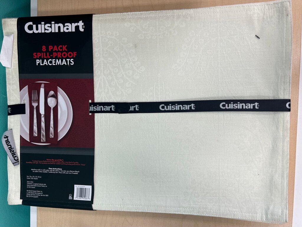 Cuisinart Spill Proof Placemats 8 Pack Ivory Jacquard NEW