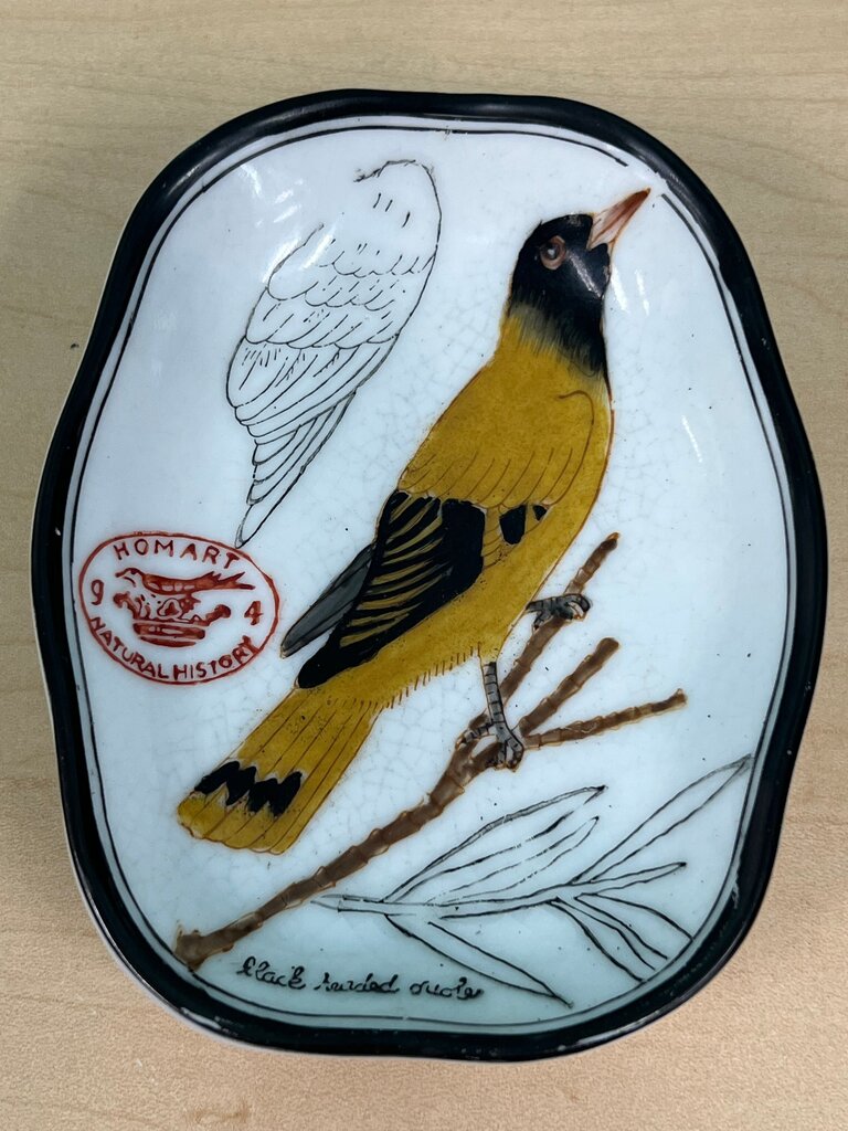Homart Natural History Black Headed Oriole Bird Trinket Dish 1994