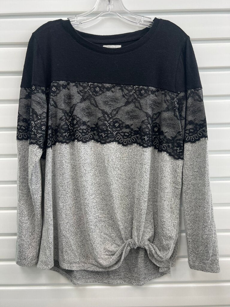 Maurices Black and Gray Lace Detail Top