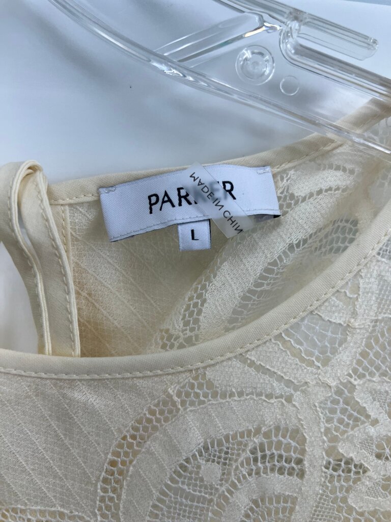Parker Cream Medallion Lace Bell Sleeve Top Back Tie
