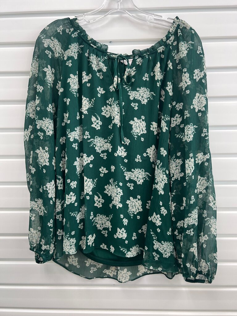 Lauren Conrad Green Floral Blouse