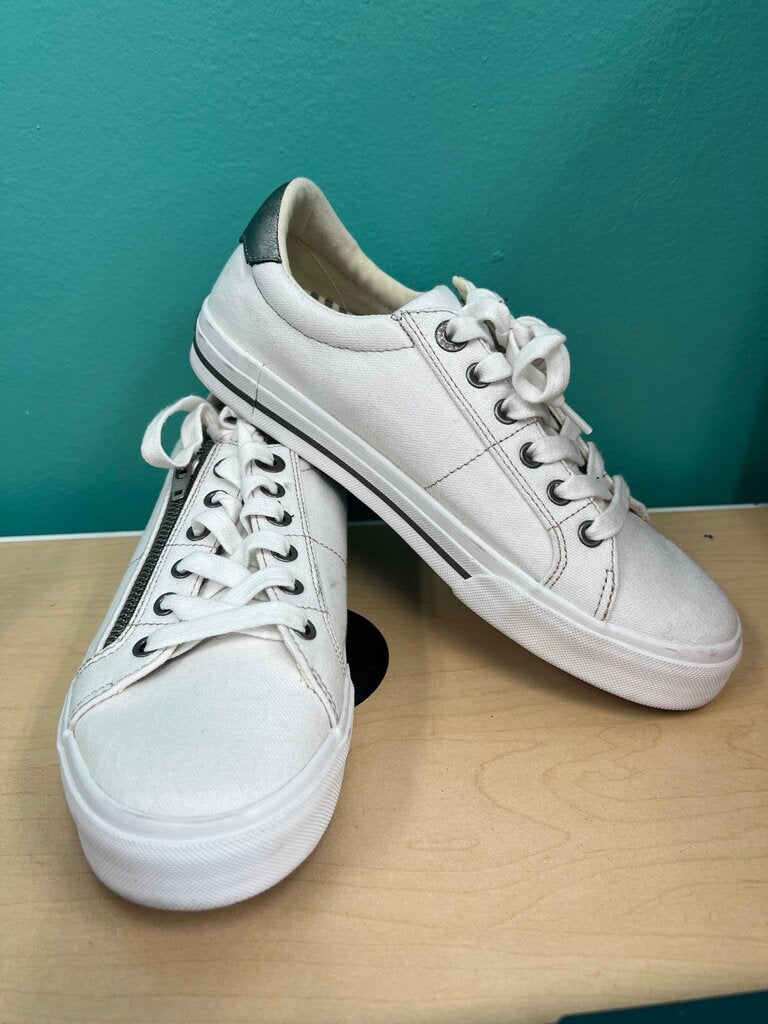 Taos Z Soul White Canvas Side Zip Comfort Sneakers 8W