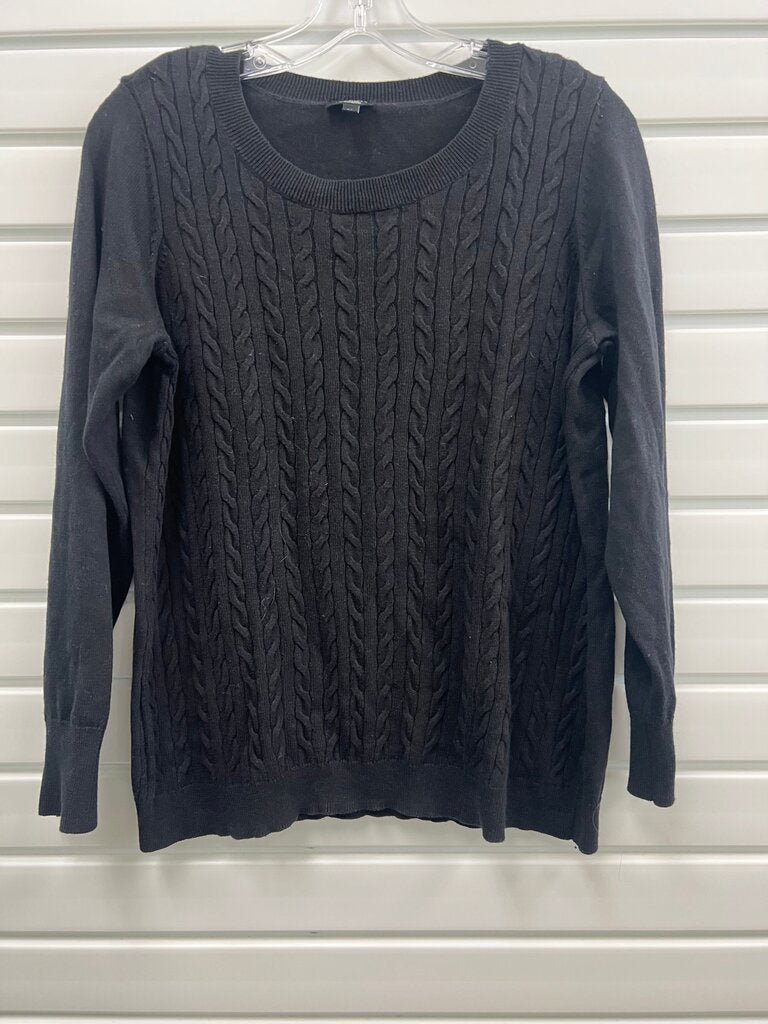 Talbots Black Cable Knit Scoop Neck Sweater