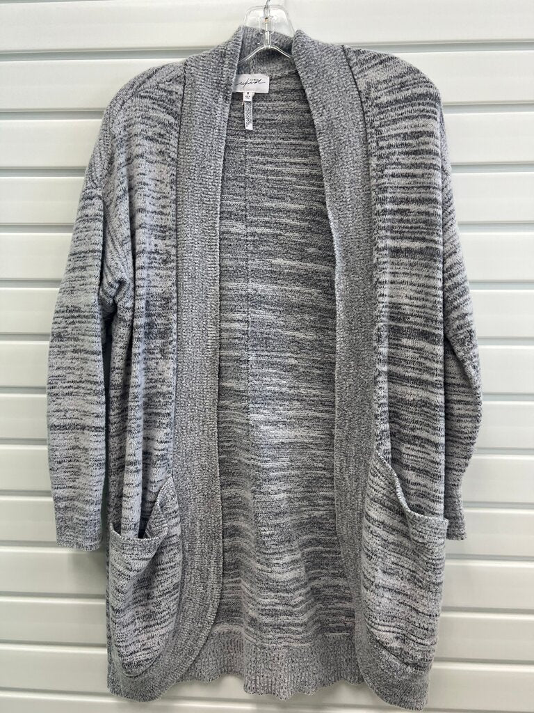 Gray Knitted Cardigan with Pockets